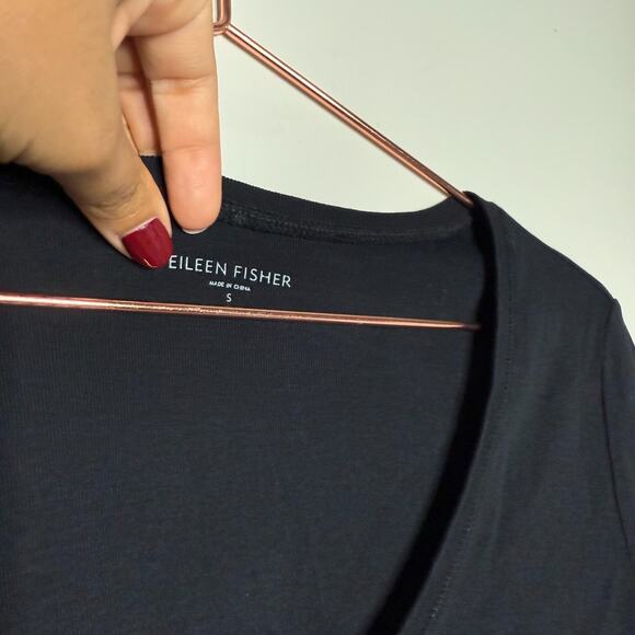 Eileen Fisher Womens Top Small Black Jersey Dolman 3/4 Sleeve Minimalist Capsule - Picture 4 of 5